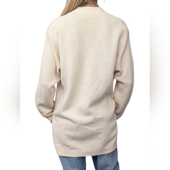 Vintage Nordstrom Town Square Lambswool Angora Cardigan Sweater Beige S - Picture 3 of 11